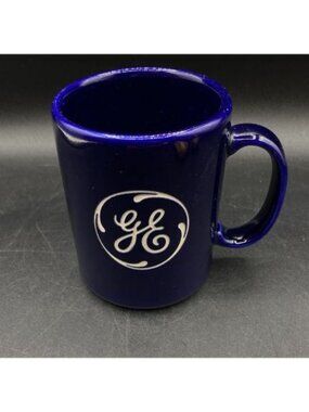 GE General Electric Blue Coffee Mug Advertising Vintage